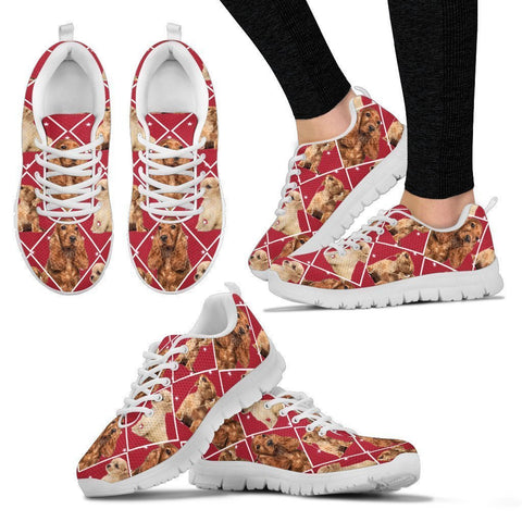 Cocker Spaniel Dog In Red Boxes Print Running Shoes For Women-Free Shipping