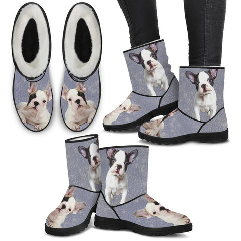 French Bulldog Print Faux Fur Boots For Women-Free Shipping