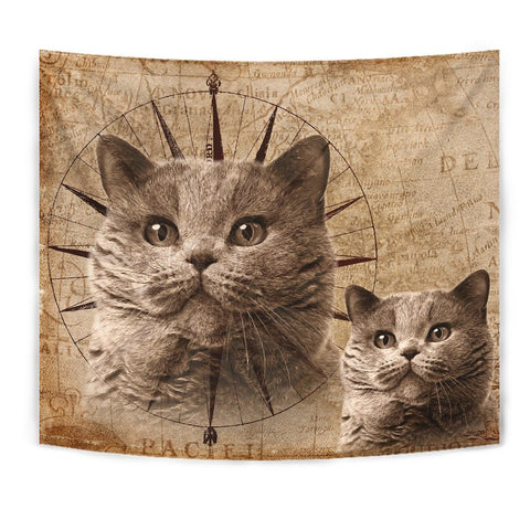 Cute British Shorthair Cat Print Tapestry-Free Shipping