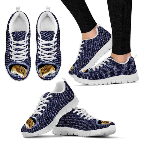 Chinese Hamster Printed (Black/White) Running Shoes For Women-Free Shipping