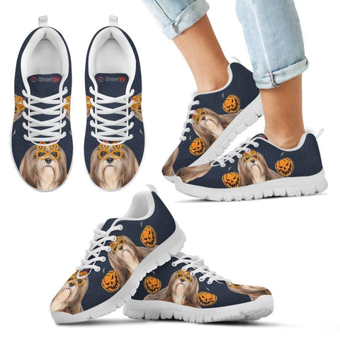 Lhasa Apso Happy Halloween Print Running Shoes For Kids/Women-Free Shipping