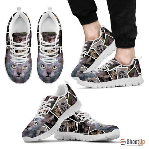 Lykoi Cat Print (White/Black) Running Shoes For Men-Free Shipping
