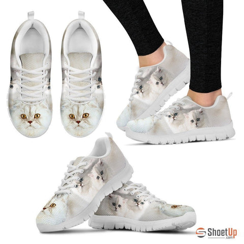 White Persian Cat Print Running Shoe For Women- Free Shipping