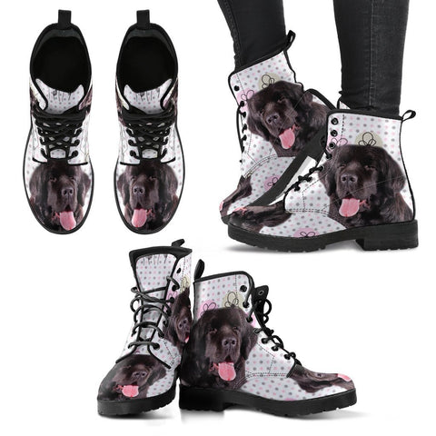 Cute Newfoundland Dog Print Boots For Women- Free Shipping