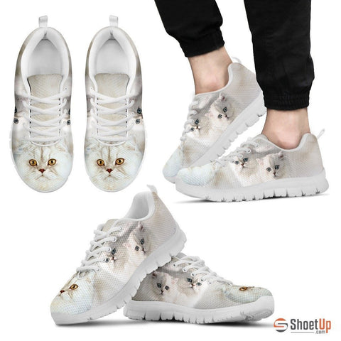 White Persian Cat Print Running Shoe For Men- Free Shipping