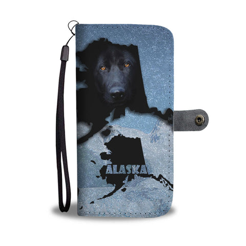 Black German Shepherd Dog Print Wallet Case-Free Shipping-AK State