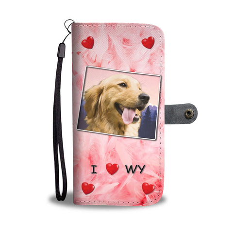 Golden Retriever On Pink Print Wallet Case-Free Shipping-WY State