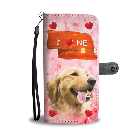 Golden Retriever On Pink Print Wallet Case-Free Shipping-NE State