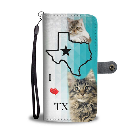 Maine Coon Cat Print Wallet Case-Free Shipping-TX State