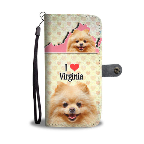 Lovely Pomeranian Dog Print Wallet Case-Free Shipping-VA State