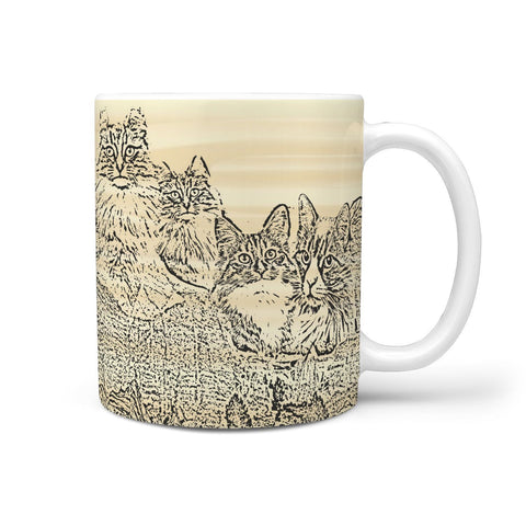 Norwegian Forest cat Mount Rushmore Print 360 White Mug
