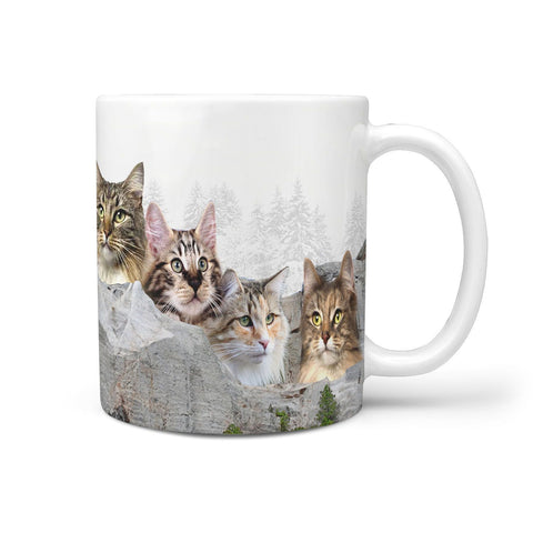 Norwegian Forest Cat On Mount Rushmore Print 360 Mug