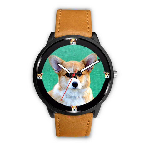 Pembroke Welsh Corgi Dog On Lite Green Print Wrist watch - Free Shipping
