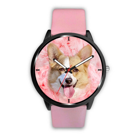 Pembroke Welsh Corgi On Pink Print Wrist Watch - Free Shipping