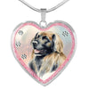 Leonberger Dog Art Print Heart Charm Necklaces-Free Shipping