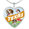 Cute Beagle Dog Print Texas Heart Pendant Luxury Necklace-Free Shipping