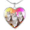 Ragamuffin Cat Print Heart Pendant Luxury Necklace-Free Shipping