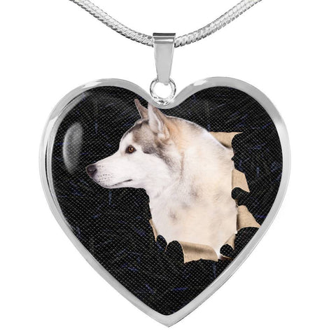 Siberian Husky Dog 3D Print Heart Charm Necklaces-Free Shipping