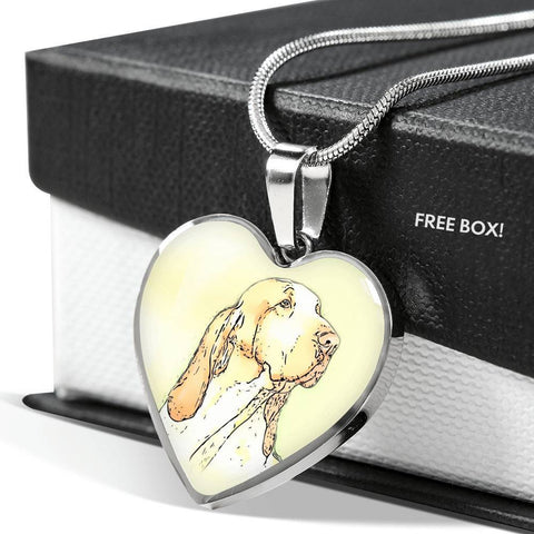 Bracco Italiano Dog Print Heart Pendant Luxury Necklace-Free Shipping