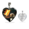 Amazing Afghan Hound Dog Print Heart Pendant Luxury Necklace-Free Shipping