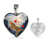 California Spangled Cat Print Heart Pendant Luxury Necklace-Free Shipping
