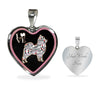 Pomeranian Dog Love Print Heart Charm Necklaces-Free Shipping
