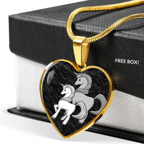Cute Unicorn Print Heart Pendant Luxury Necklace-Free Shipping