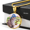 Scottish Fold Cat Print Circle Pendant Luxury Necklace-Free Shipping