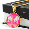Devon Rex Cat Print Circle Pendant Luxury Necklace-Free Shipping