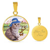 Scottish Fold Cat Print Circle Pendant Luxury Necklace-Free Shipping