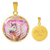 Creamy Unicorn Print Circle Pendant Luxury Necklace-Free Shipping