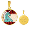 Unicorn Print Circle Pendant Luxury Necklace-Free Shipping
