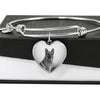 Cute German Shepherd Print Luxury Heart Charm Bangle-Free Shipping
