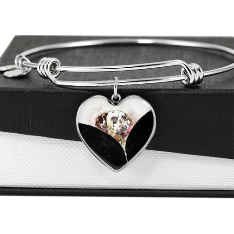 Dalmatian Dog Art Print Heart Pendant Bangle-Free Shipping