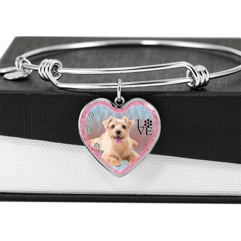 Norfolk Terrier Dog Heart Pendant Bangle-Free Shipping