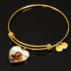 Golden Retriever Print Luxury Heart Charm Bangle-Free Shipping