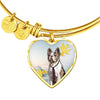 Boston Terrier Print Luxury Heart Charm Bangle-Free Shipping