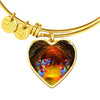 Gouldian Finch (Rainbow Finch) Print Heart Pendant Bangle-Free Shipping