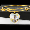 Boston Terrier Print Luxury Heart Charm Bangle-Free Shipping