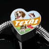 Cute Beagle Dog Print Texas Heart Charm Steel Bracelet-Free Shipping