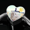 LaPerm Cat Print Heart Charm Steel Bracelet-Free Shipping