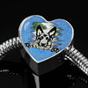 German Shepherd Dog Black Art Print Heart Charm Steel Bracelet-Free Shipping
