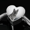 Lovely German Shepherd Print Heart Charm Steel Bracelet-Free Shipping