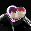 Turkish Van Cat Print Heart Charm Steel Bracelet-Free Shipping