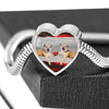 Border Terrier Print Heart Charm Steel Bracelet-Free Shipping