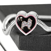 Pomeranian Dog Love Print Heart Charm Steel Bracelet-Free Shipping