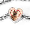 German Shepherd Print Heart Charm Steel Bracelet-Free Shipping