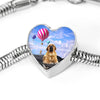 Spanish Mastiff Dog Print Heart Charm Steel Bracelet-Free Shipping