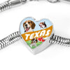 Cute Beagle Dog Print Texas Heart Charm Steel Bracelet-Free Shipping