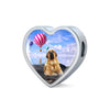 Spanish Mastiff Dog Print Heart Charm Steel Bracelet-Free Shipping
